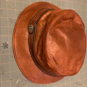 Chestnut brown Coach leather bucket hat